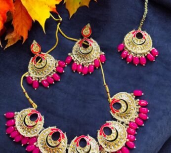 Mahi Indo Western Beads Necklace With Gold Plating