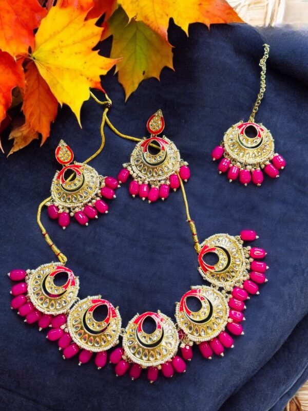 Mahi Indo Western Beads Necklace With Gold Plating