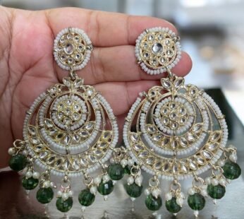 Green Kundan earrings