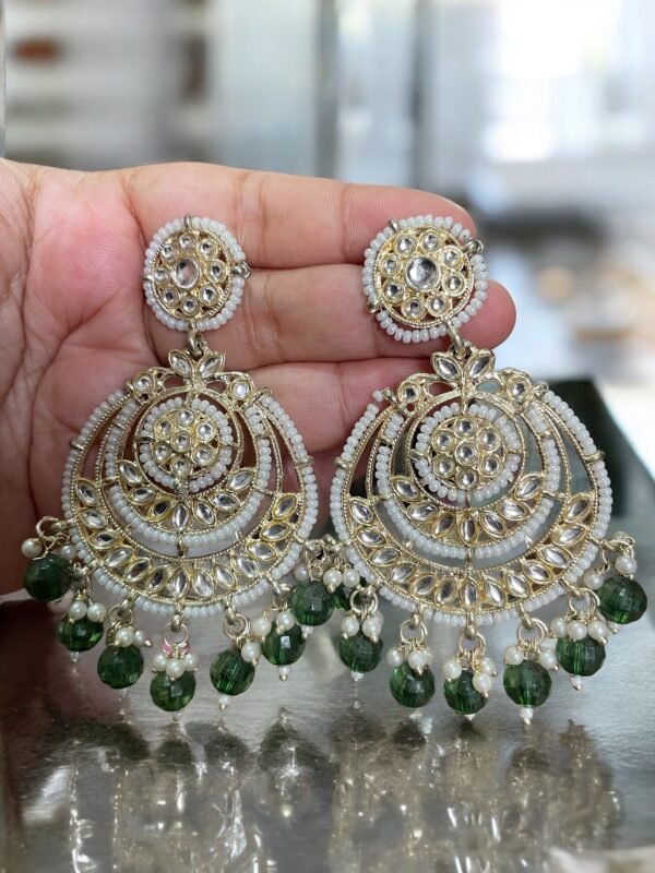 Green Kundan earrings