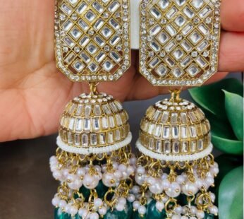 Sidhi Rajasthani  Kundan Moti Beads Jhumki Earrings