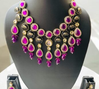 Beautiful Brand Purple Kundan Necklace Set