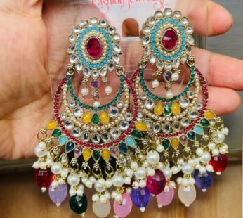 Multicoloured  Kundan Designer Earrings