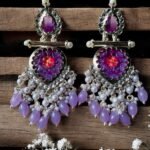 Lavender Earring with Kundan and Pearl