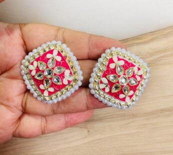 Pink Meenakari Earrings and Stud