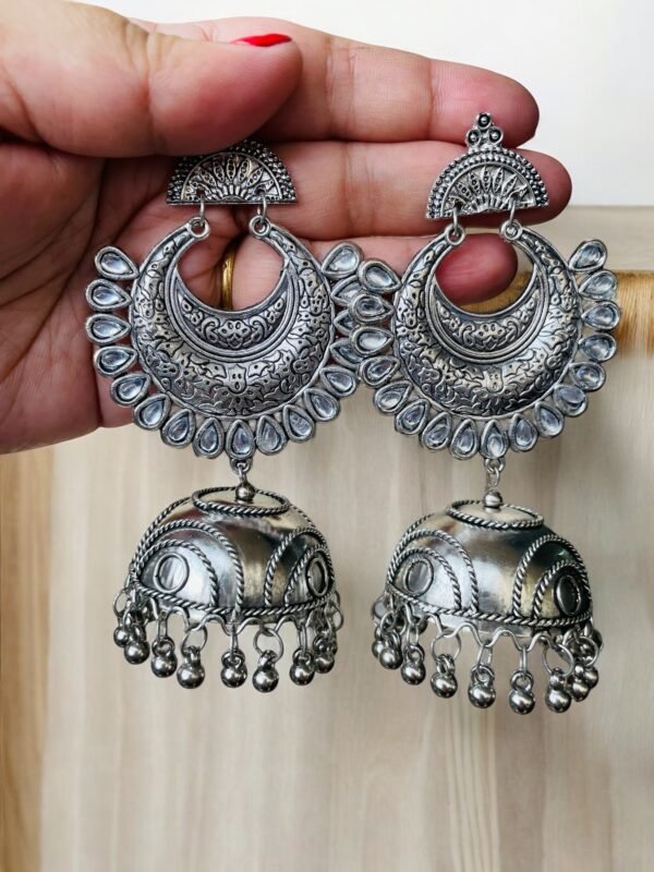 Oxidised Silver Light Weight Jhumki