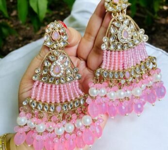 Saisha Traditional Baby Pink Chandbali Earrings