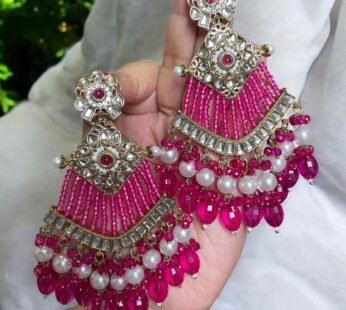 Saisha Traditional Pink Chandbali Earrings