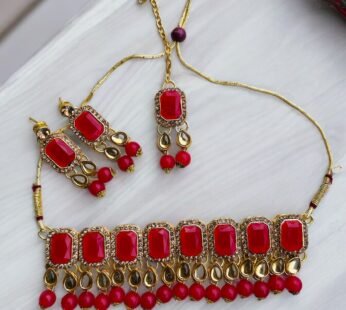 Ramya Mehroon Necklace Set