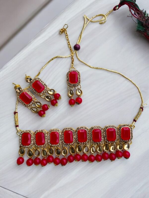 Ramya Mehroon Necklace Set