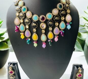 Beautiful Brand Multicoloured Kundan Necklace Set